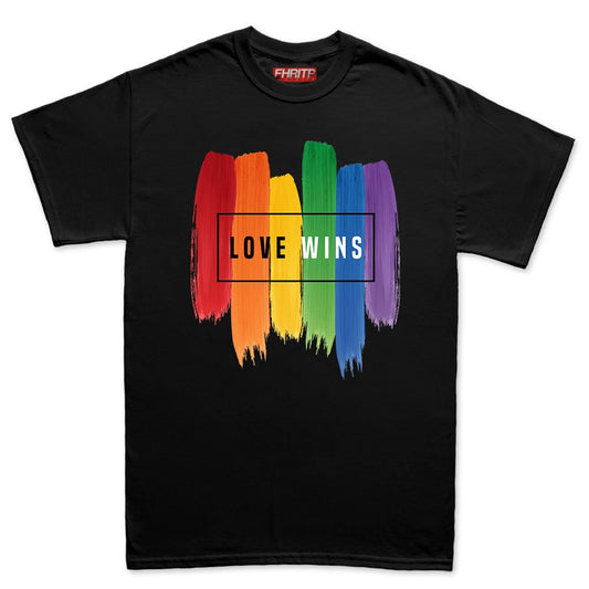 Mens Love Wins LGBT+ Rainbow Flag Pride Proud T shirt Tee Top T-shirt