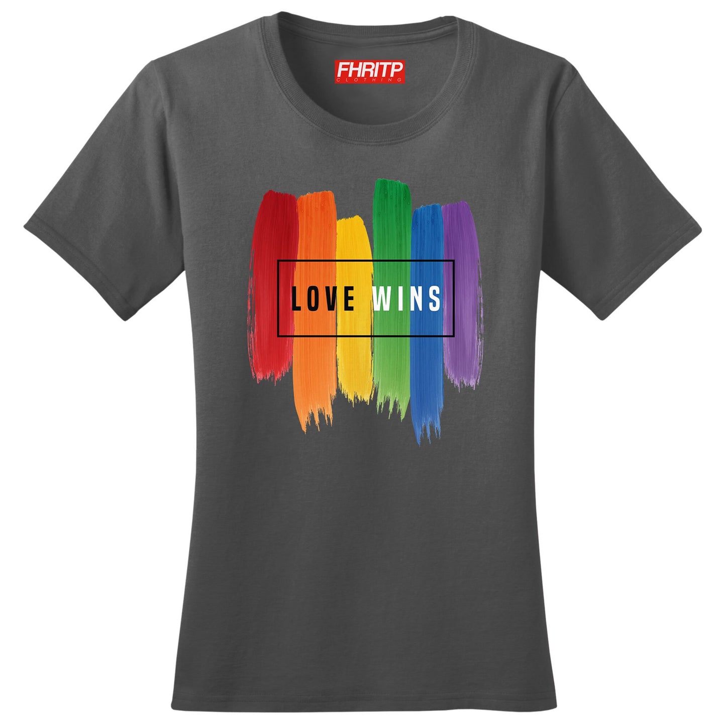 Womens Love Wins LGBT+ Rainbow Flag Pride Proud T shirt Tee Top T-shirt