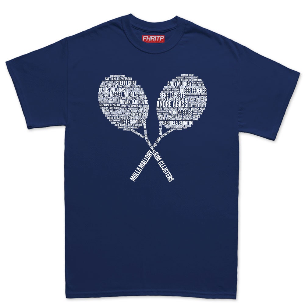 Mens Tennis Legends Champions Player Tribute T shirt Tee Top T-shirt