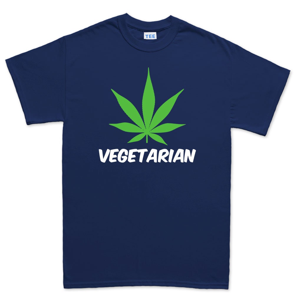 Mens Vegetarian Weed Vegan Funny Parody T shirt Tee Top T-shirt