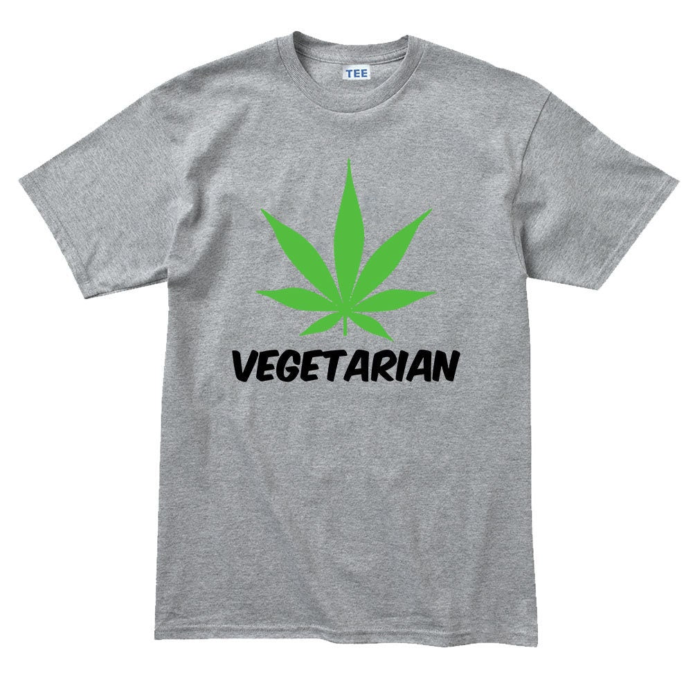 Mens Vegetarian Weed Vegan Funny Parody T shirt Tee Top T-shirt