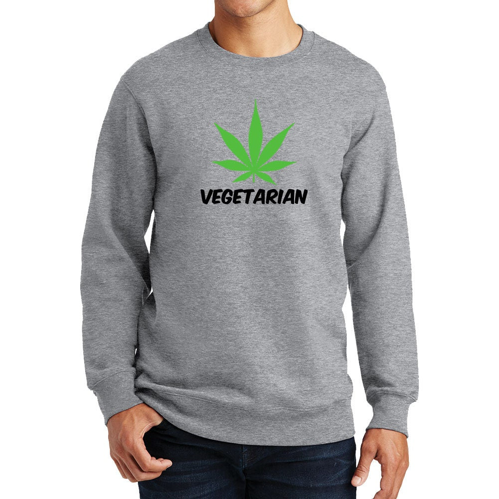 Vegetarian Weed Vegan Funny Parody Sweatshirt