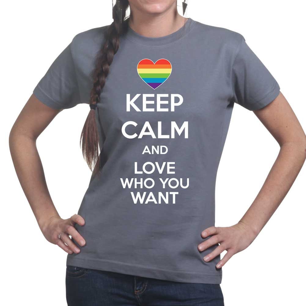 Womans Keep Calm Love Who You Want LGBTQ Valentine T shirt Tee Top T-shirt