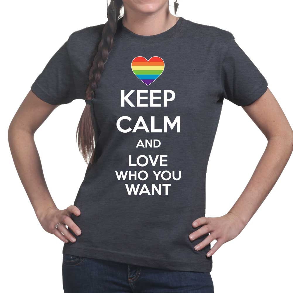 Womans Keep Calm Love Who You Want LGBTQ Valentine T shirt Tee Top T-shirt