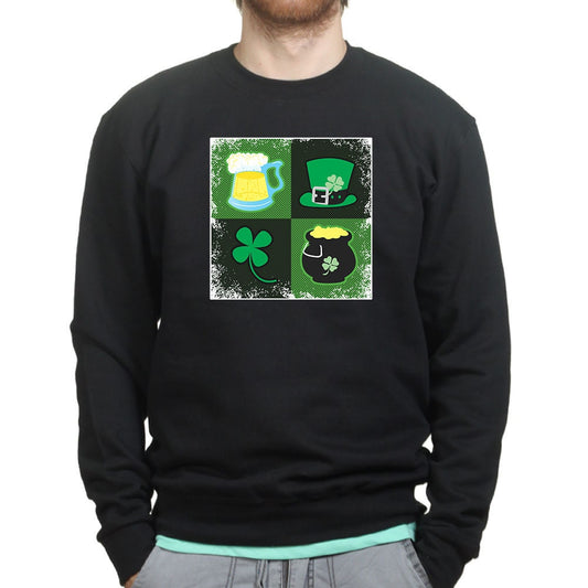 Irish Symbols Patricks Day Paddy Shamrock Leprechaun Funny Sweatshirt