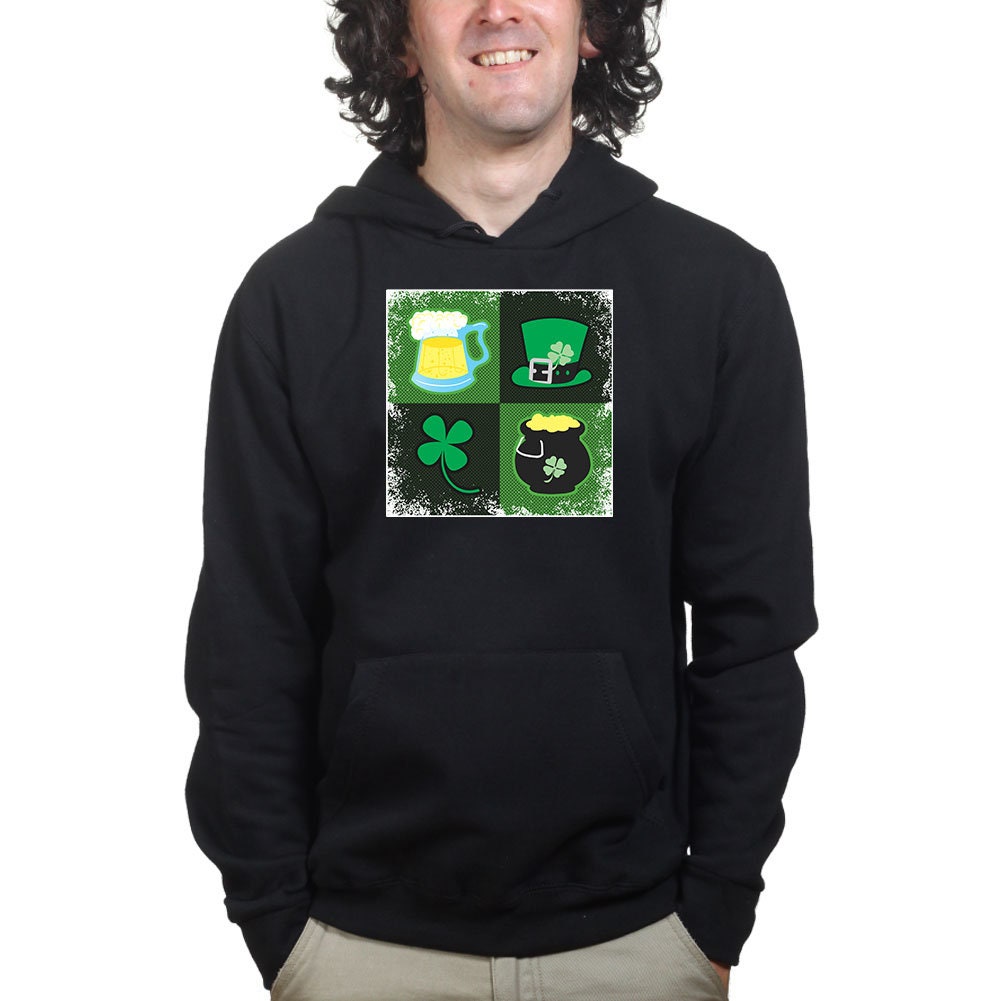 Irish Symbols Patricks Day Paddy Shamrock Leprechaun Funny Hoodie