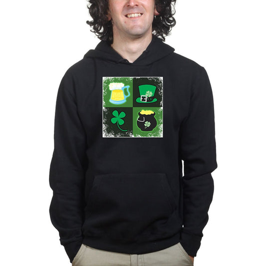 Irish Symbols Patricks Day Paddy Shamrock Leprechaun Funny Hoodie
