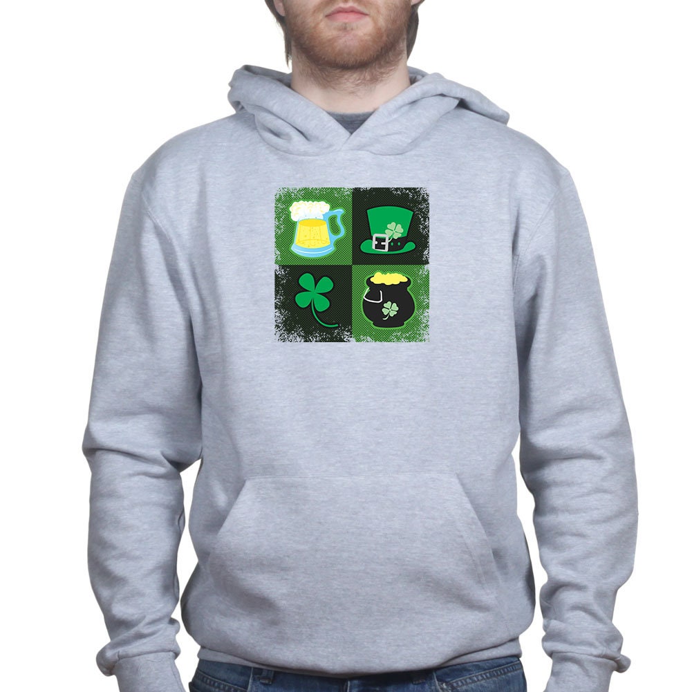 Irish Symbols Patricks Day Paddy Shamrock Leprechaun Funny Hoodie