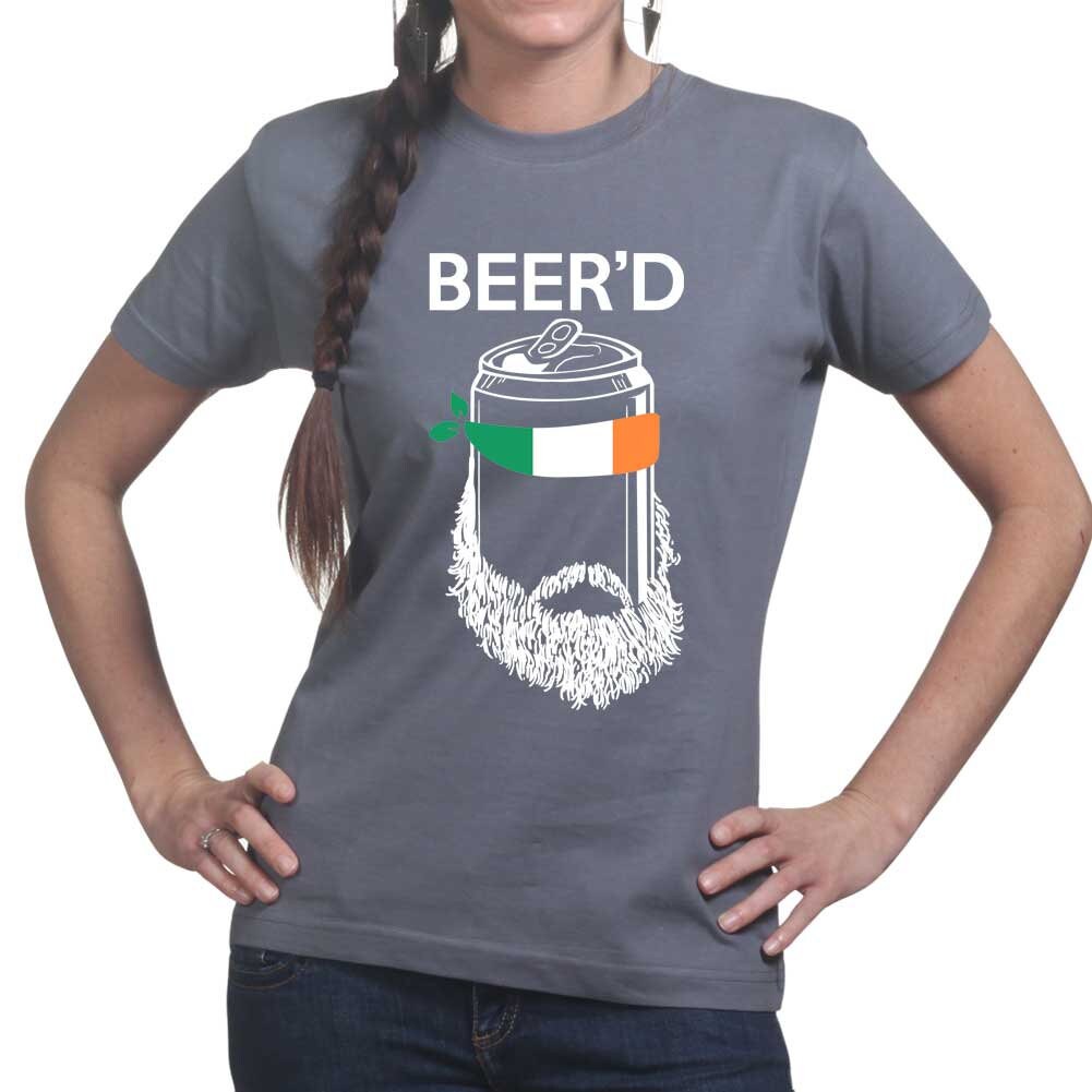 Ladies Beer'D Beard Irish Beer St Patrick's Paddy's Day Ireland Shamrock T shirt Tee Top T-shirt