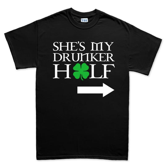 Mens Drunker Half Irish St Patrick Shamrock Leprechaun Beer T shirt Tee Top T-shirt