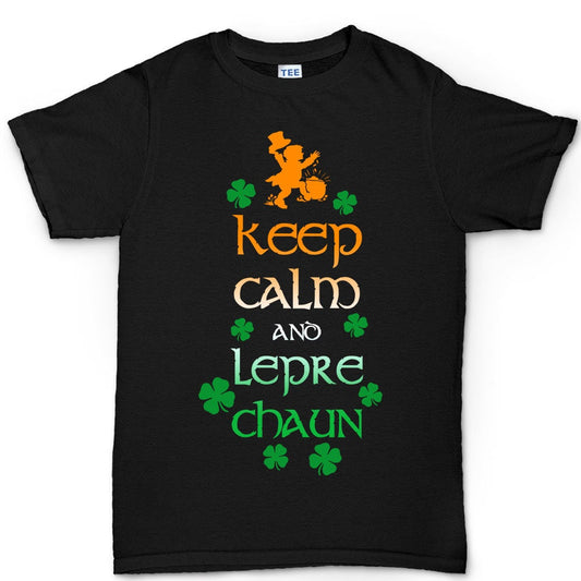 Mens Keep Calm Leprechaun St Patrick Paddys Day Irish Ireland T shirt Tee Top T-shirt