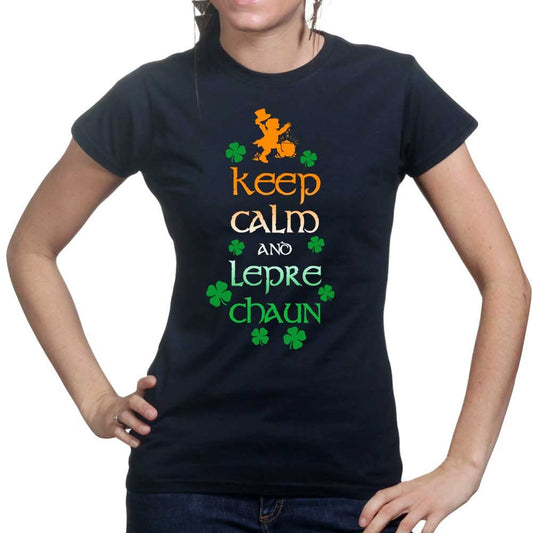 Womans Keep Calm Leprechaun St Patrick Paddys Day Irish Ireland T shirt Tee Top T-shirt