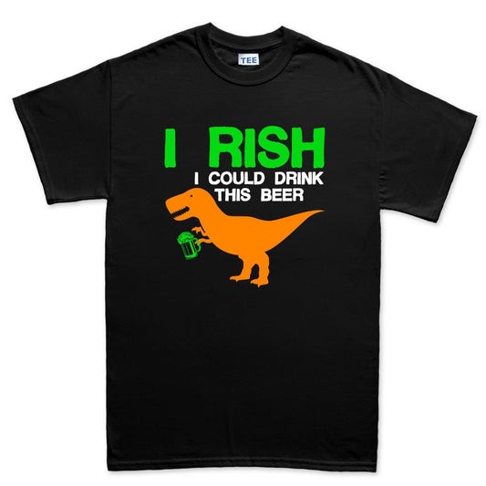 Mens I Rish Irish T-Rex Beer St Patrick's Day Shamrock Ireland T shirt Tee Top T-shirt