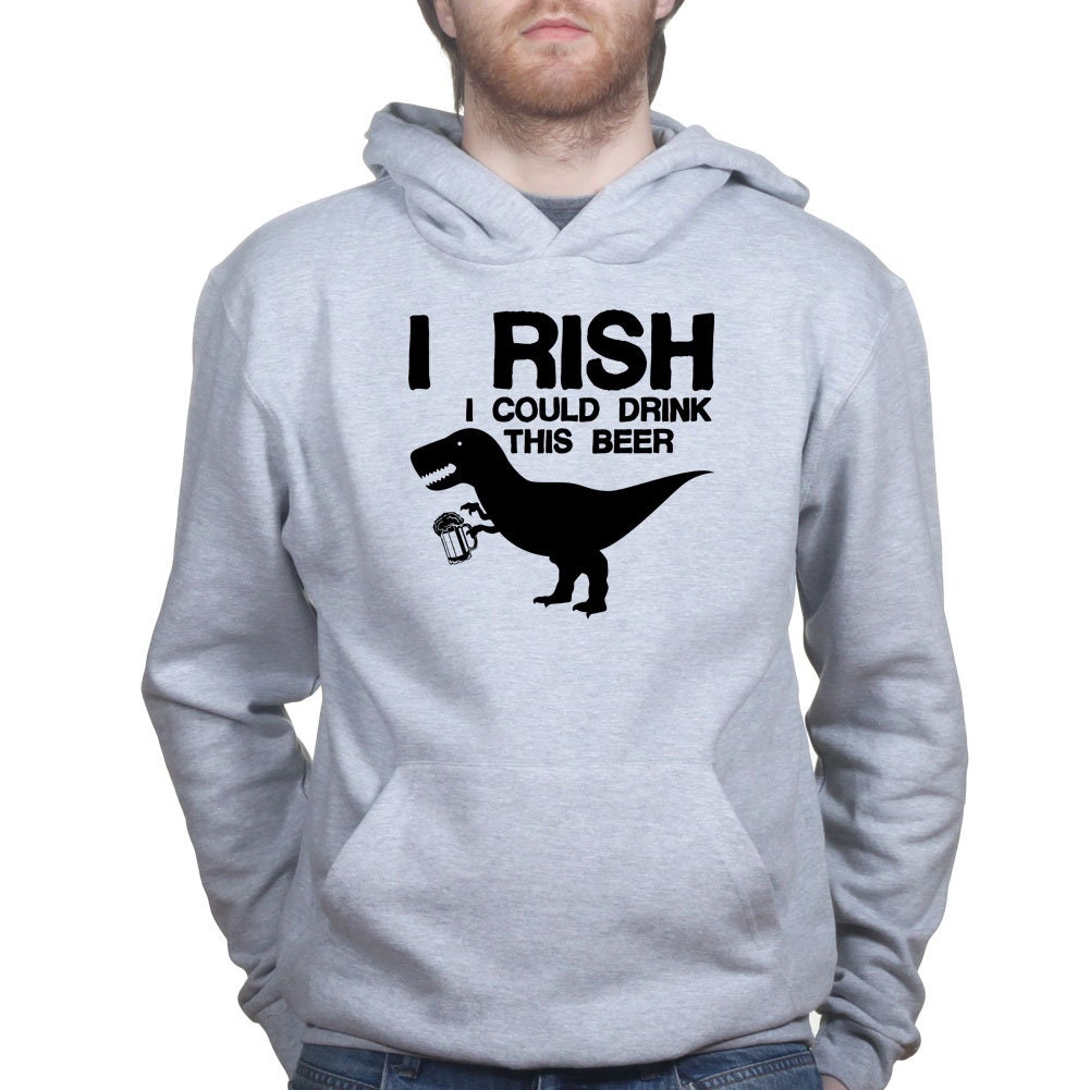 I Rish Irish T-Rex Beer St Patrick's Day Shamrock Ireland Hoodie