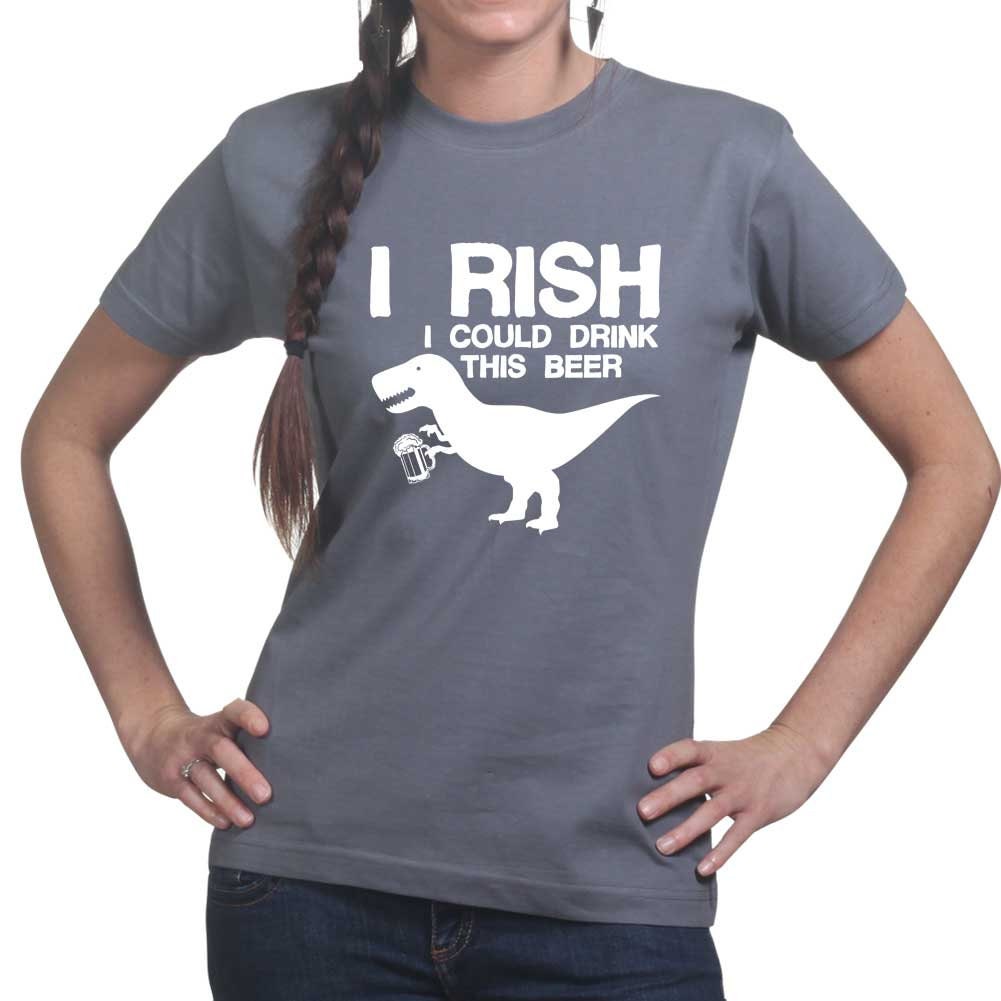 Womans I Rish Irish T-Rex Beer St Patrick's Day Shamrock Ireland T shirt Tee Top T-shirt