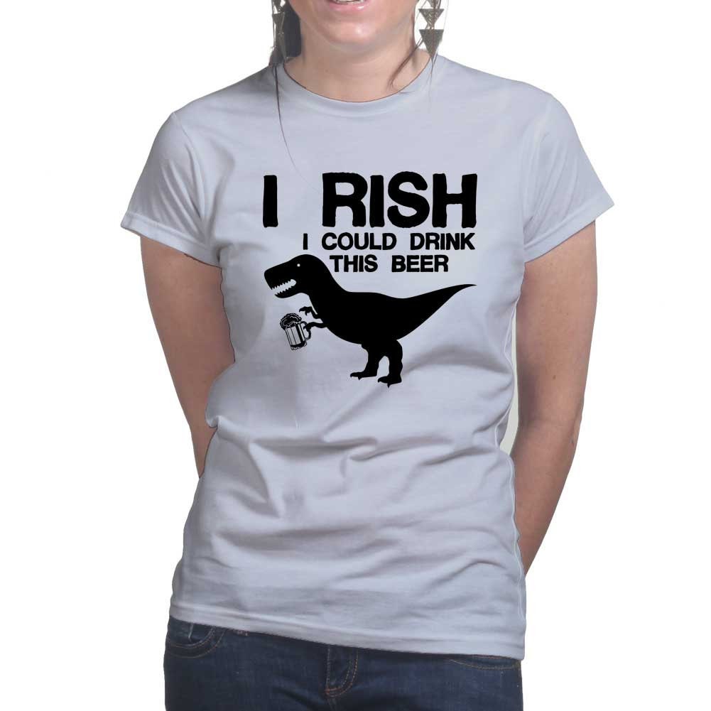 Womans I Rish Irish T-Rex Beer St Patrick's Day Shamrock Ireland T shirt Tee Top T-shirt