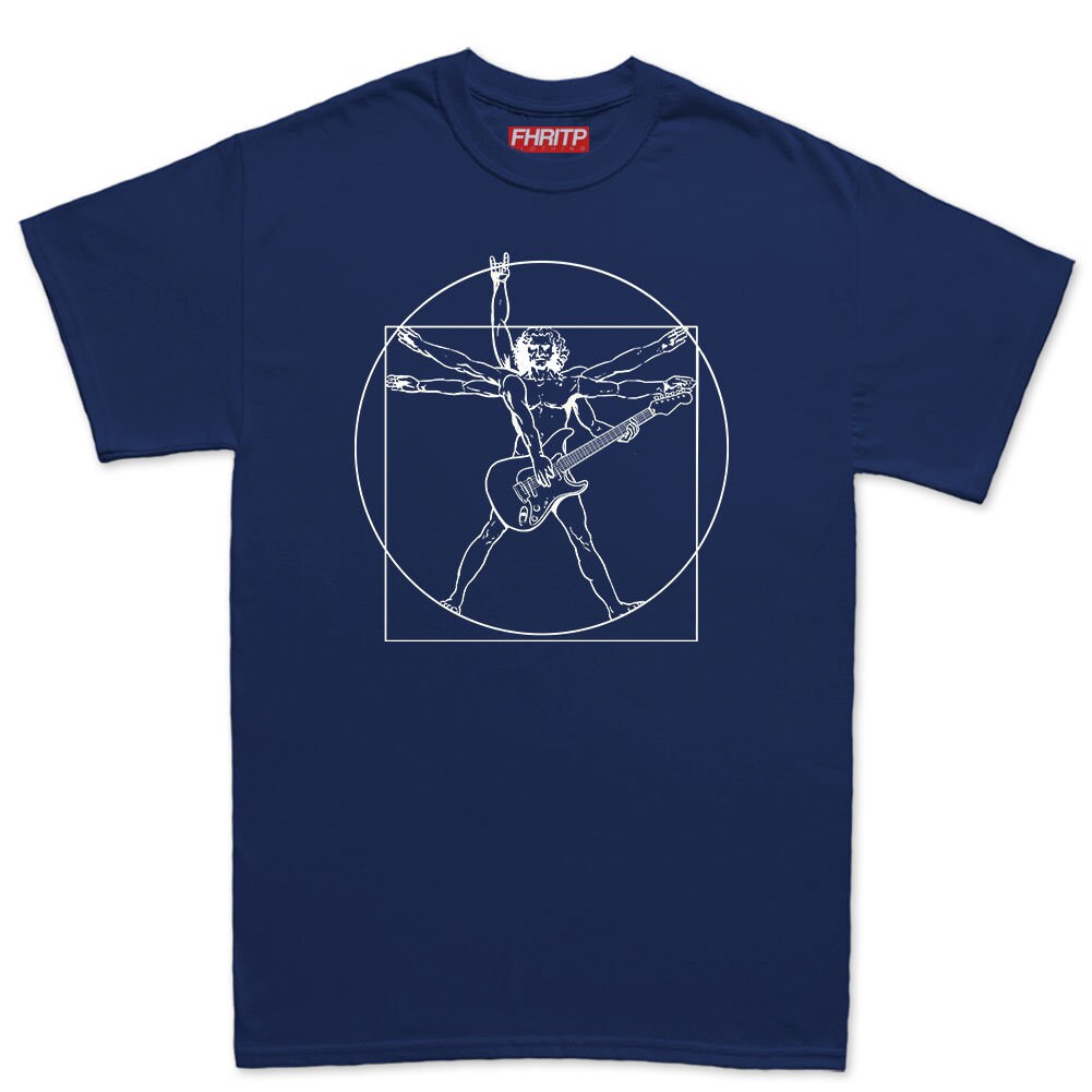 Mens Vitruvian Guitarist Guitar Funny Spoof Da Vinci T shirt Tee Top T-shirt