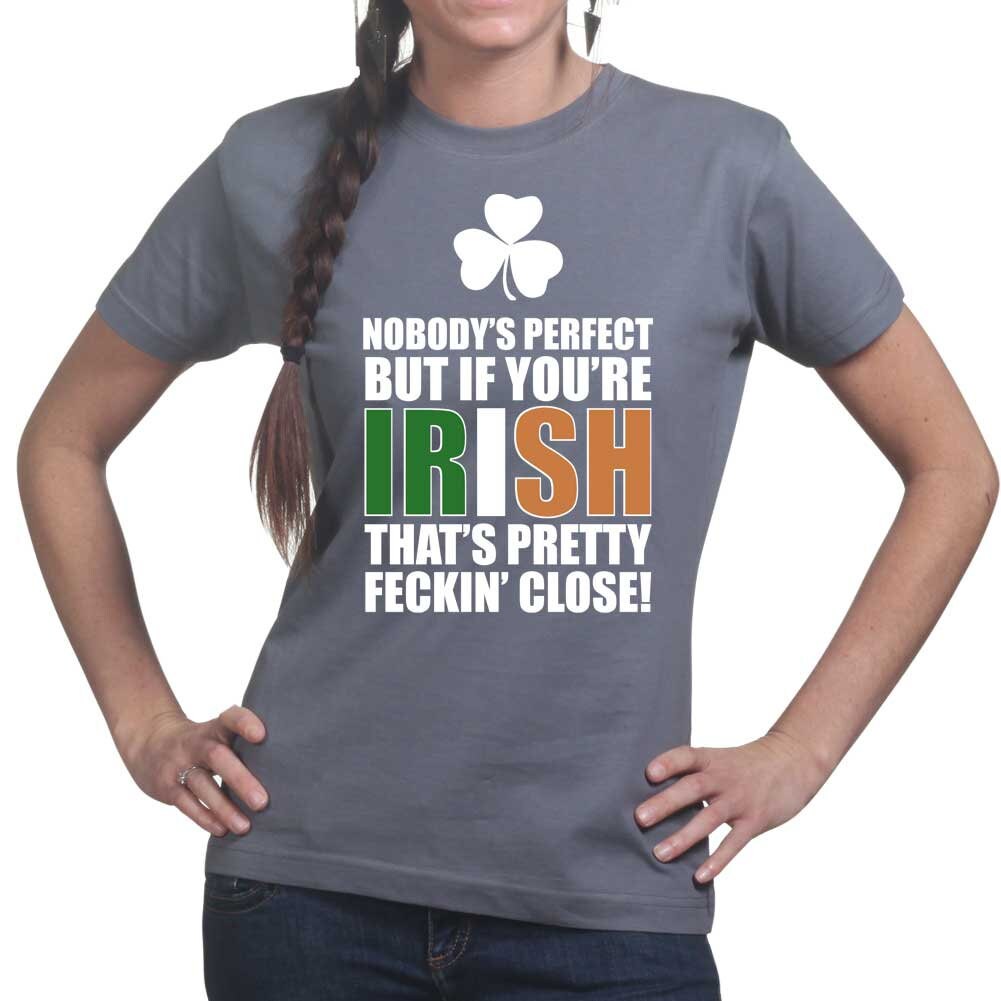 Ladies Nobody's Perfect Irish St Patrick's Paddy's Day Shamrock Leprechaun T shirt Tee Top T-shirt