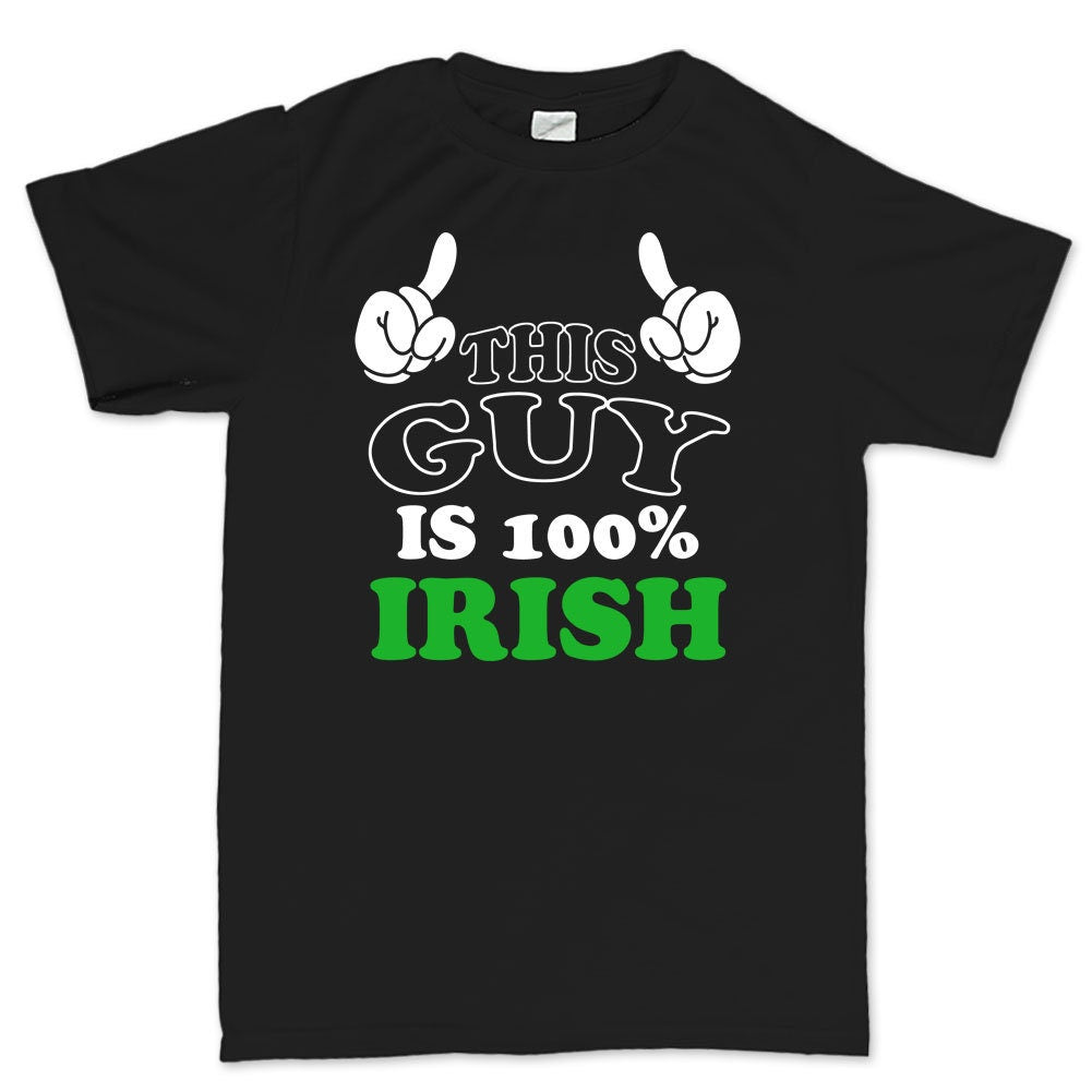 Mens 100% Irish Guy Leprechaun Shamrock Clover Paddys Patricks Day T shirt Tee Top T-shirt