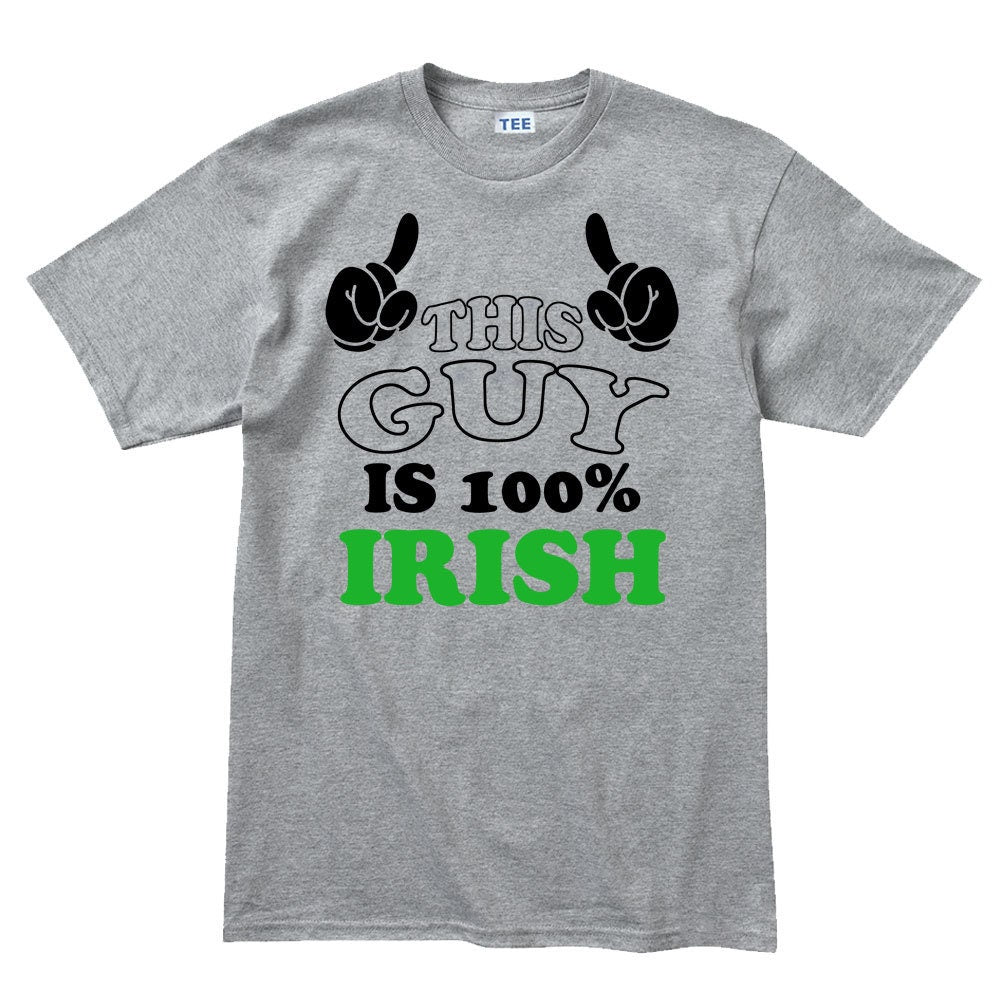 Mens 100% Irish Guy Leprechaun Shamrock Clover Paddys Patricks Day T shirt Tee Top T-shirt