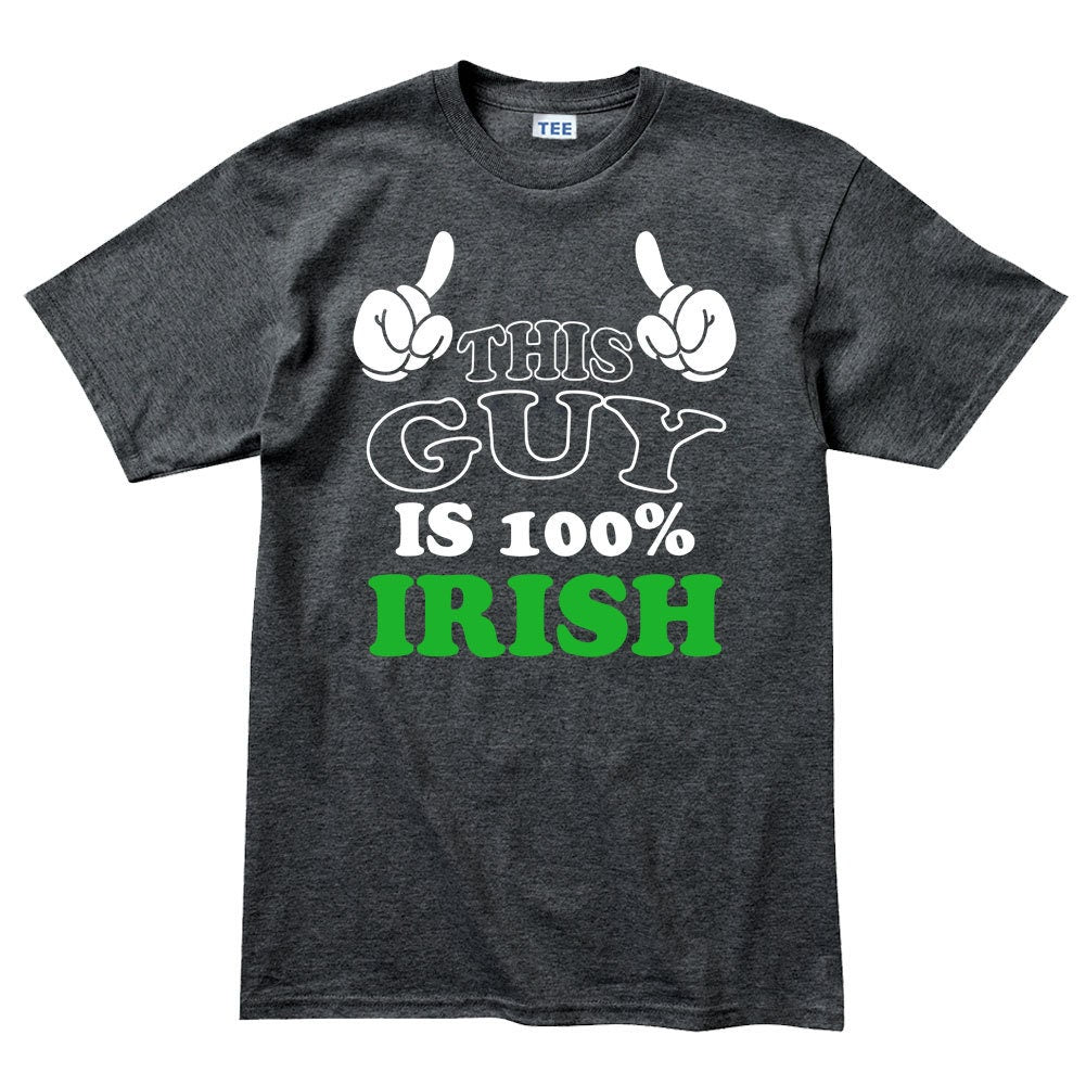 Mens 100% Irish Guy Leprechaun Shamrock Clover Paddys Patricks Day T shirt Tee Top T-shirt