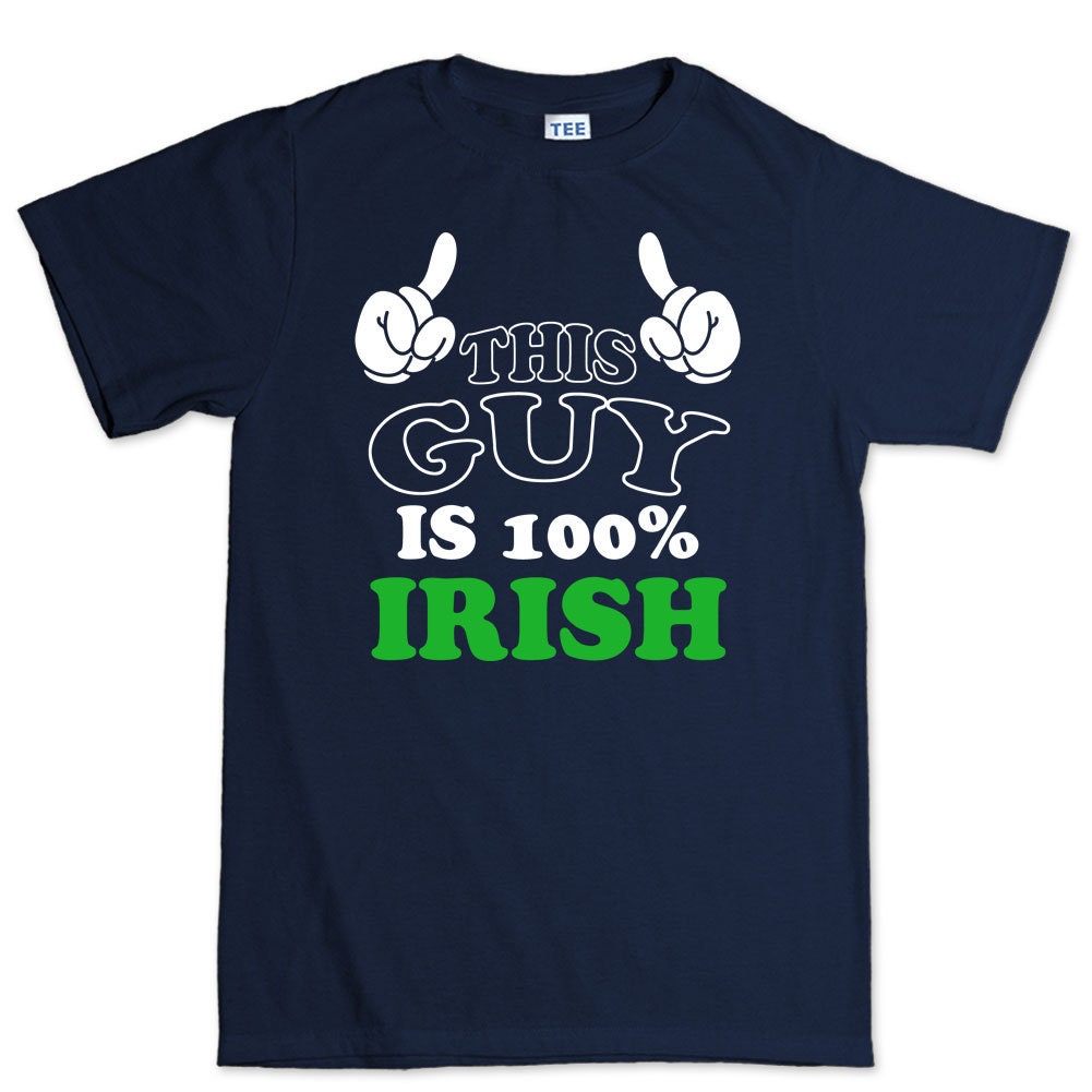 Mens 100% Irish Guy Leprechaun Shamrock Clover Paddys Patricks Day T shirt Tee Top T-shirt