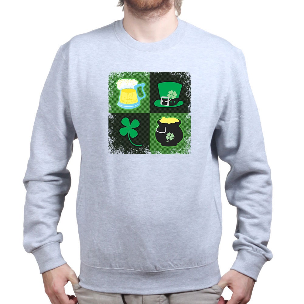 Irish Symbols Patricks Day Paddy Shamrock Leprechaun Funny Sweatshirt