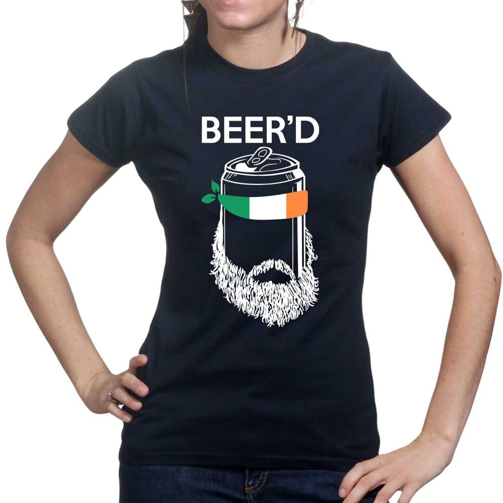 Ladies Beer'D Beard Irish Beer St Patrick's Paddy's Day Ireland Shamrock T shirt Tee Top T-shirt