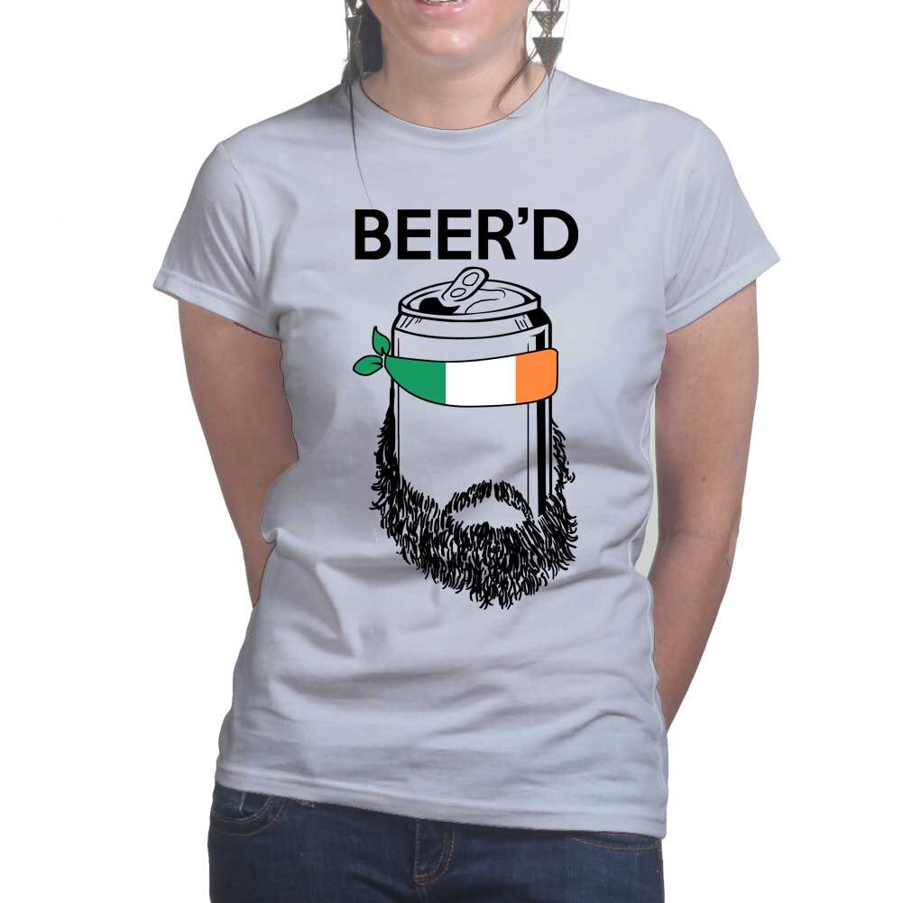 Ladies Beer'D Beard Irish Beer St Patrick's Paddy's Day Ireland Shamrock T shirt Tee Top T-shirt