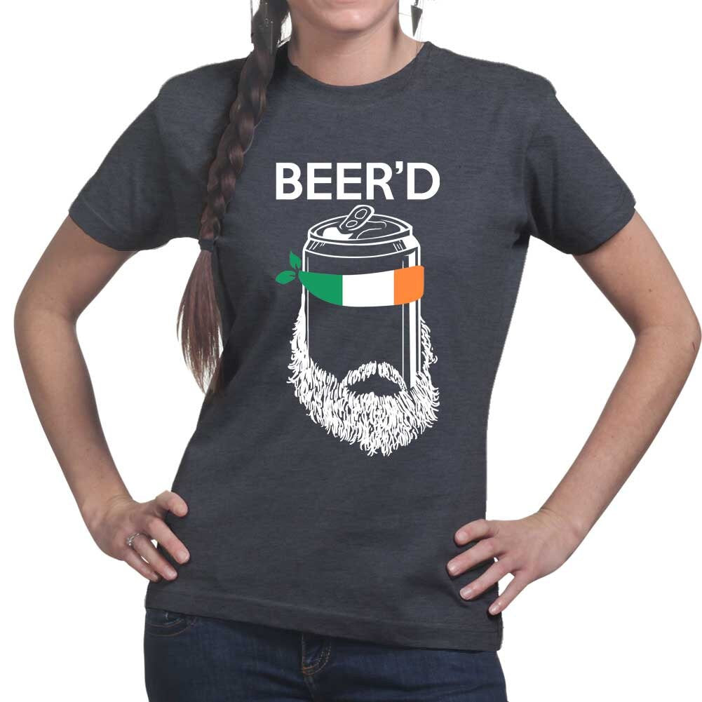 Ladies Beer'D Beard Irish Beer St Patrick's Paddy's Day Ireland Shamrock T shirt Tee Top T-shirt