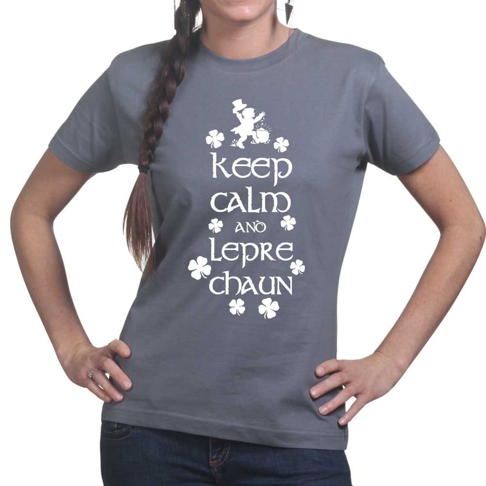 Womans Keep Calm Leprechaun St Patrick Paddys Day Irish Ireland T shirt Tee Top T-shirt