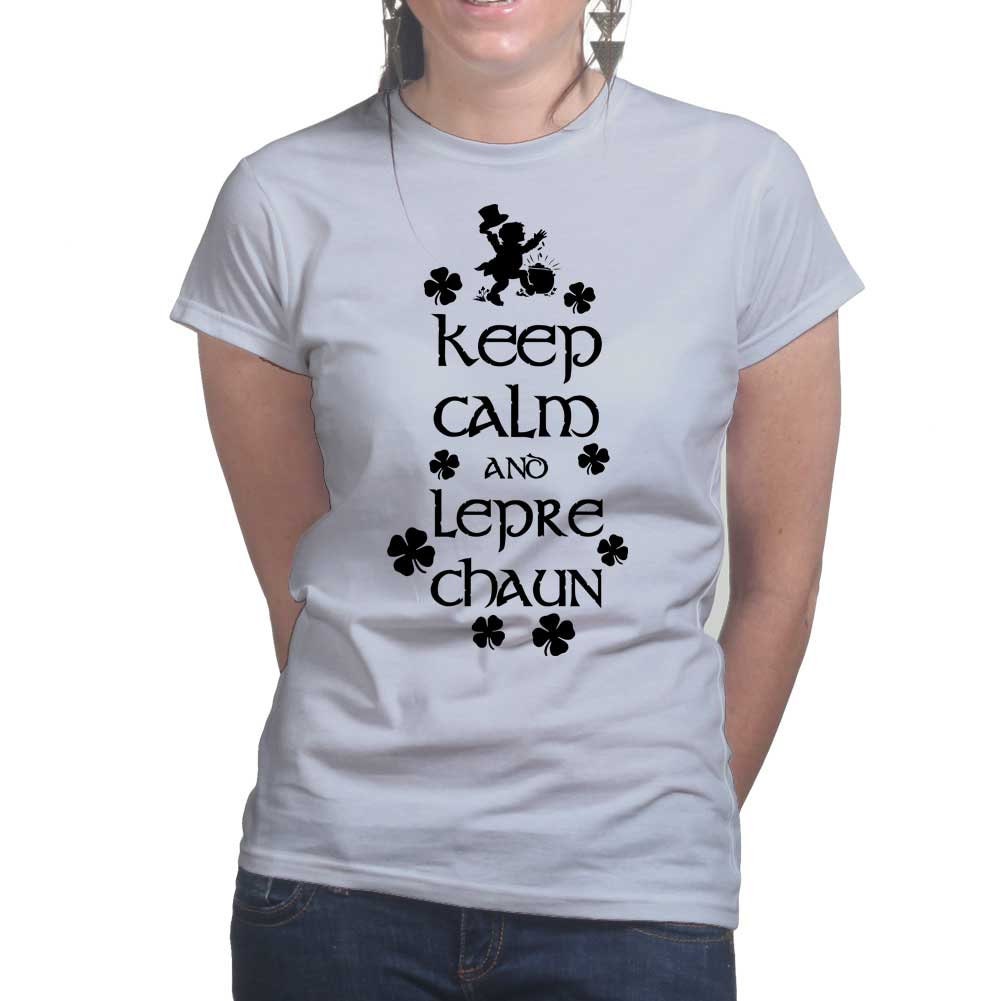 Womans Keep Calm Leprechaun St Patrick Paddys Day Irish Ireland T shirt Tee Top T-shirt