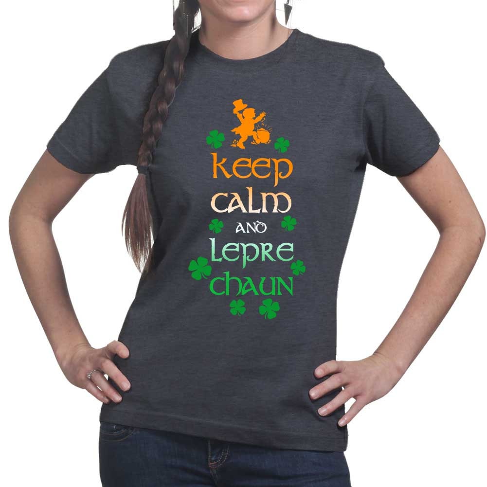 Womans Keep Calm Leprechaun St Patrick Paddys Day Irish Ireland T shirt Tee Top T-shirt