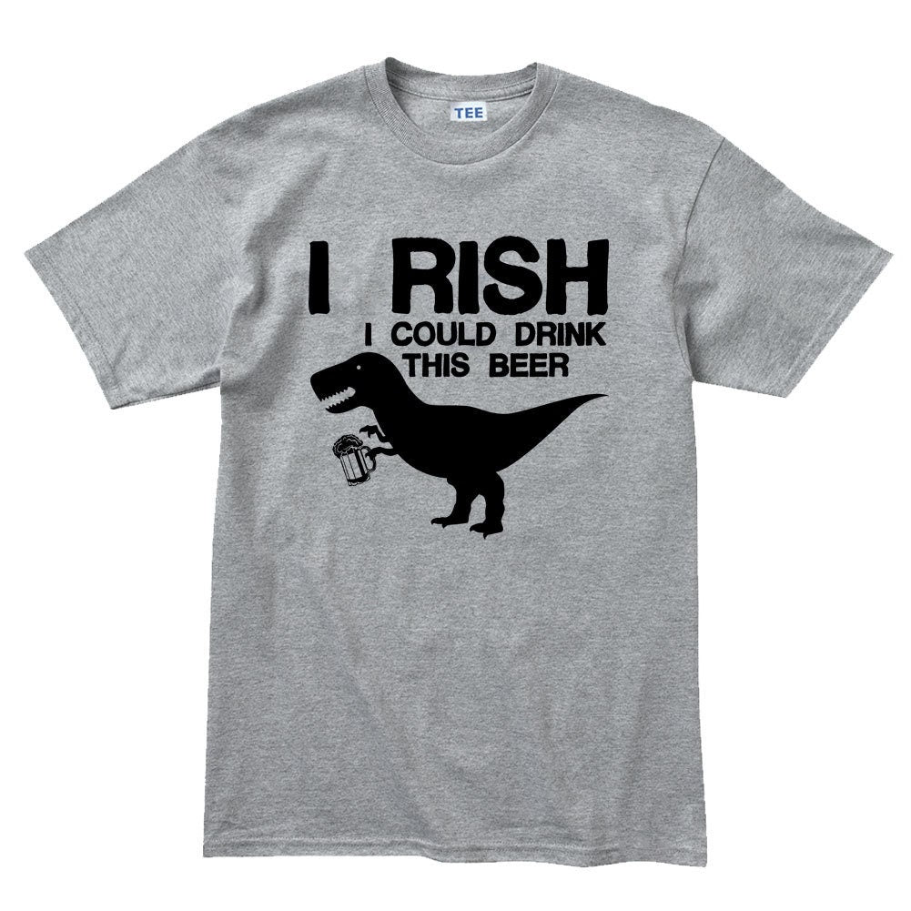 Mens I Rish Irish T-Rex Beer St Patrick's Day Shamrock Ireland T shirt Tee Top T-shirt