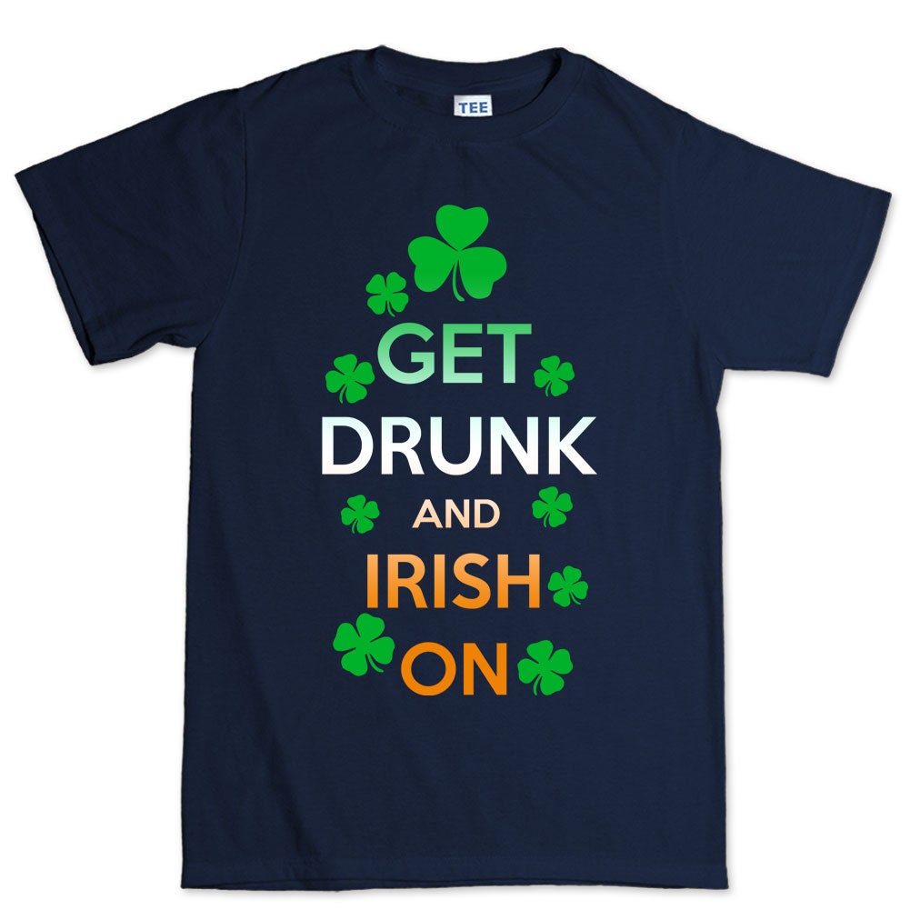 Mens Keep Calm Drunk Irish On Leprechaun Patrick's Day Paddy Ireland Funny T shirt Tee Top T-shirt