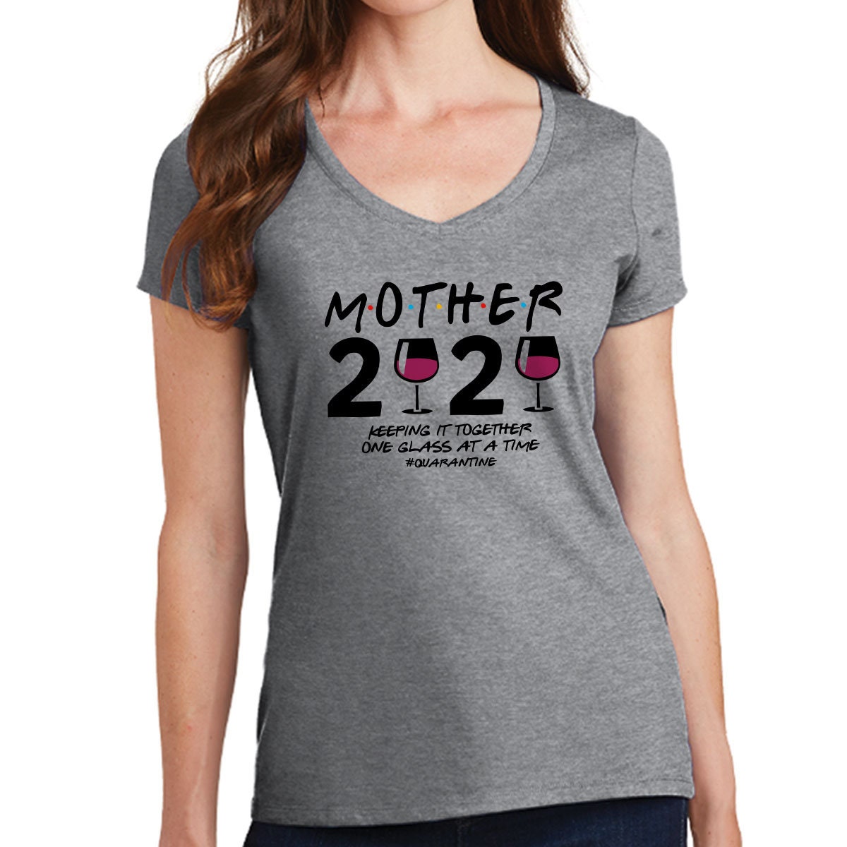 Mother 2020 Wine Ladies V-Neck T shirt Tee Top T-shirt