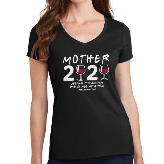 Mother 2020 Wine Ladies V-Neck T shirt Tee Top T-shirt