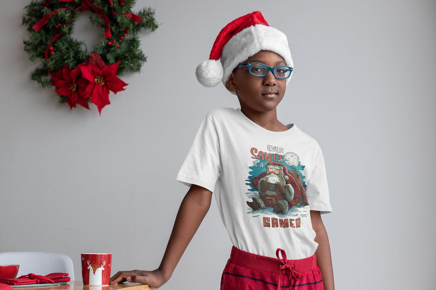 Gamer Shirt, Shirt for Gamers, Video Game Shirt, Kids Gaming Shirt, Even Santa is a Gamer, Gaming Gift, Girl Gamer Gift, Funny Gaming Shirt