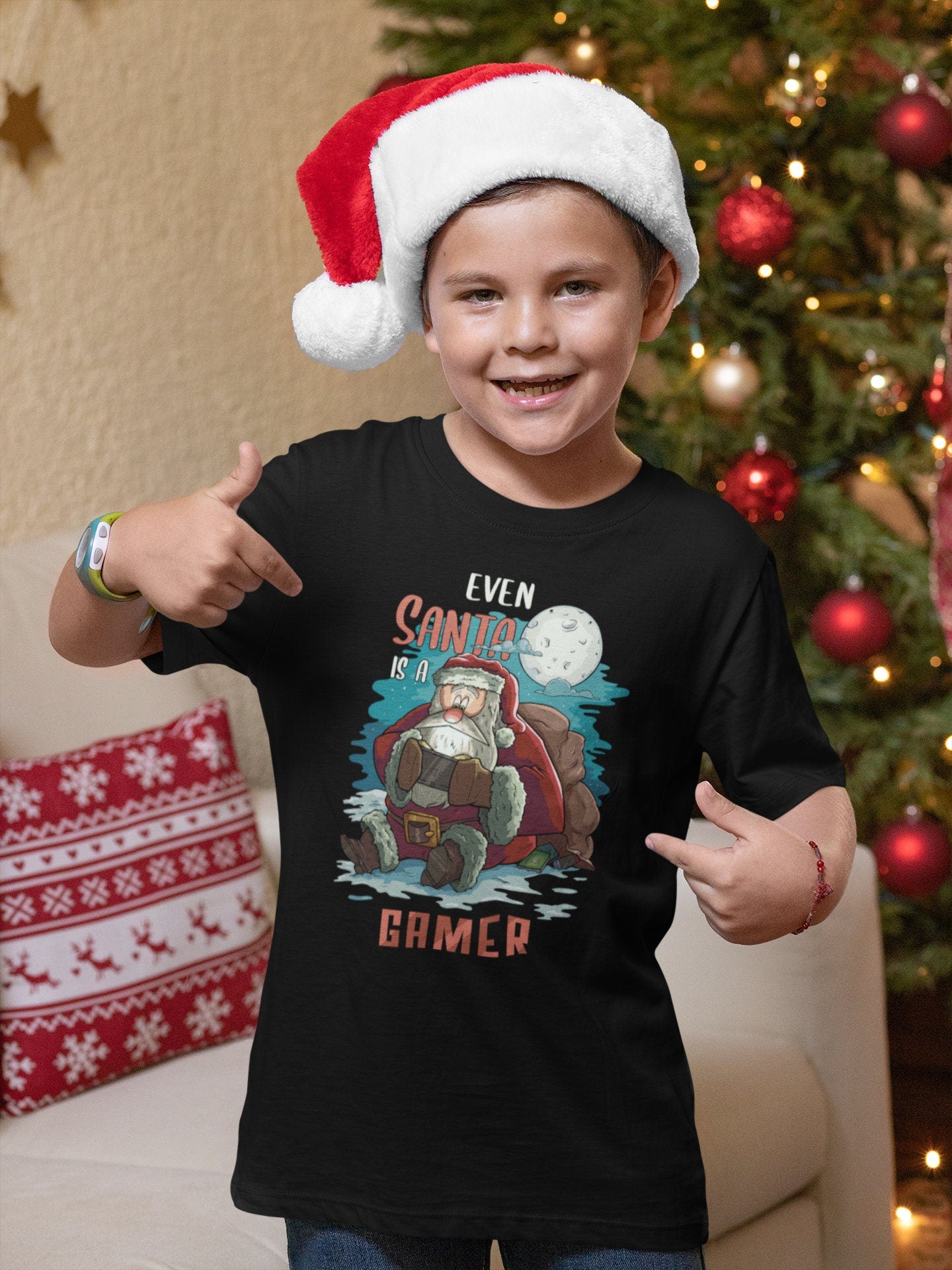 Gamer Shirt, Shirt for Gamers, Video Game Shirt, Kids Gaming Shirt, Even Santa is a Gamer, Gaming Gift, Girl Gamer Gift, Funny Gaming Shirt