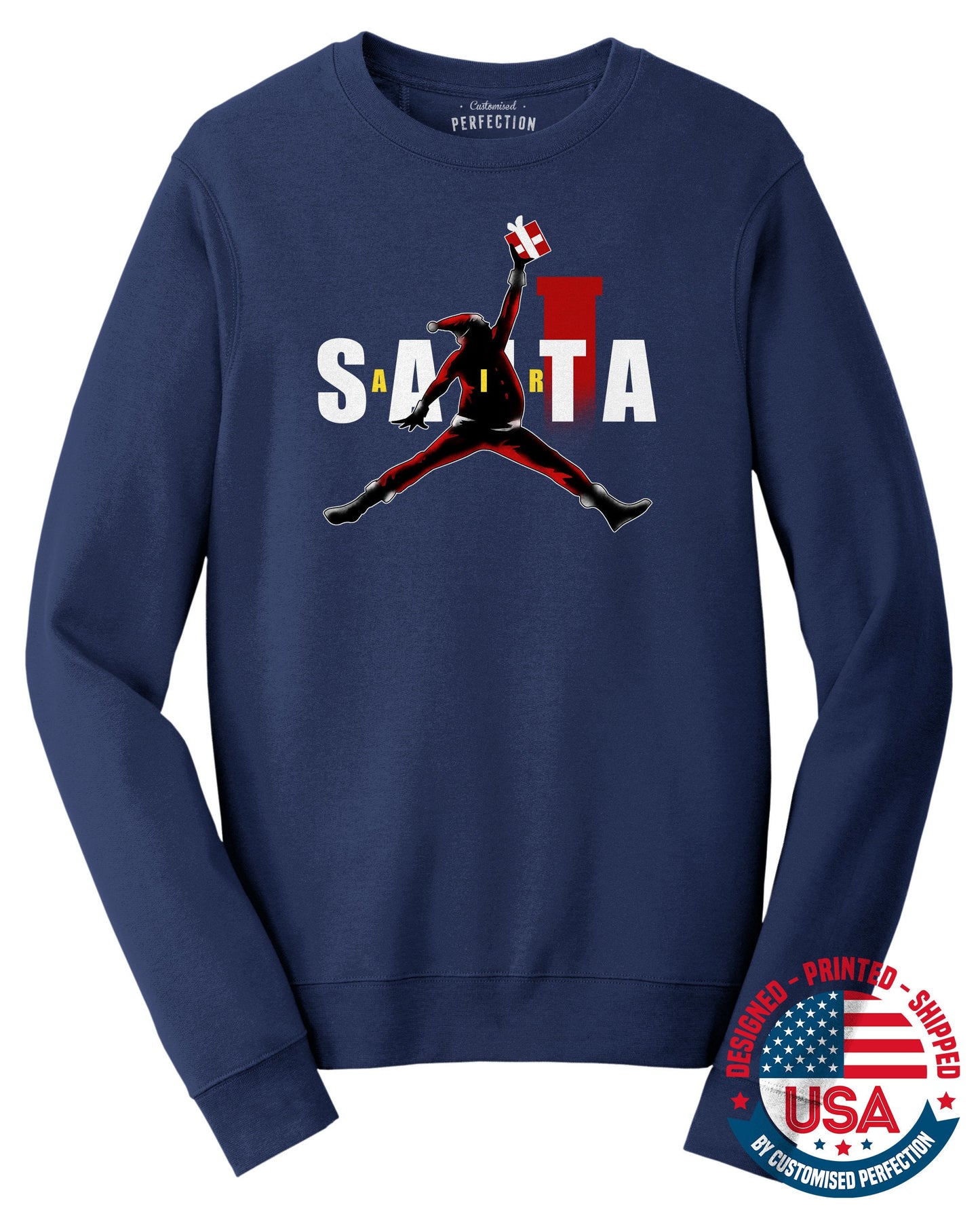 Air Santa Christmas Sweatshirt, Black Santa Sweater, Basketball Christmas Shirt, Black Santa Shirt, Matching Christmas Shirt for Families