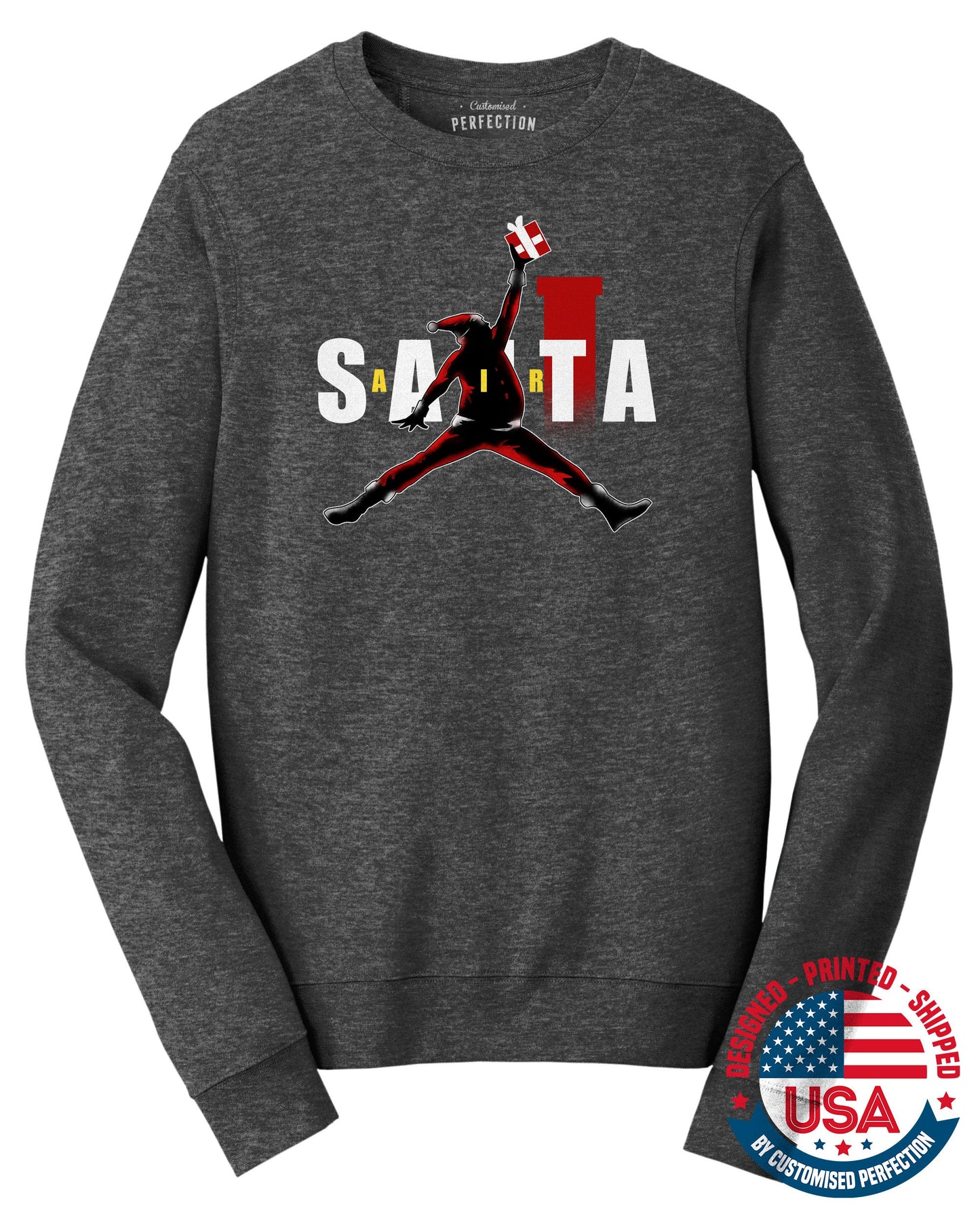 Air Santa Christmas Sweatshirt, Black Santa Sweater, Basketball Christmas Shirt, Black Santa Shirt, Matching Christmas Shirt for Families