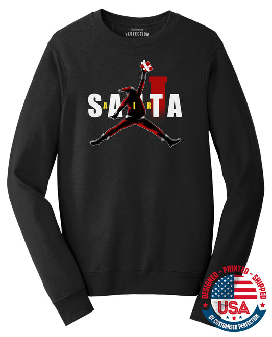 Air Santa Christmas Sweatshirt, Black Santa Sweater, Basketball Christmas Shirt, Black Santa Shirt, Matching Christmas Shirt for Families