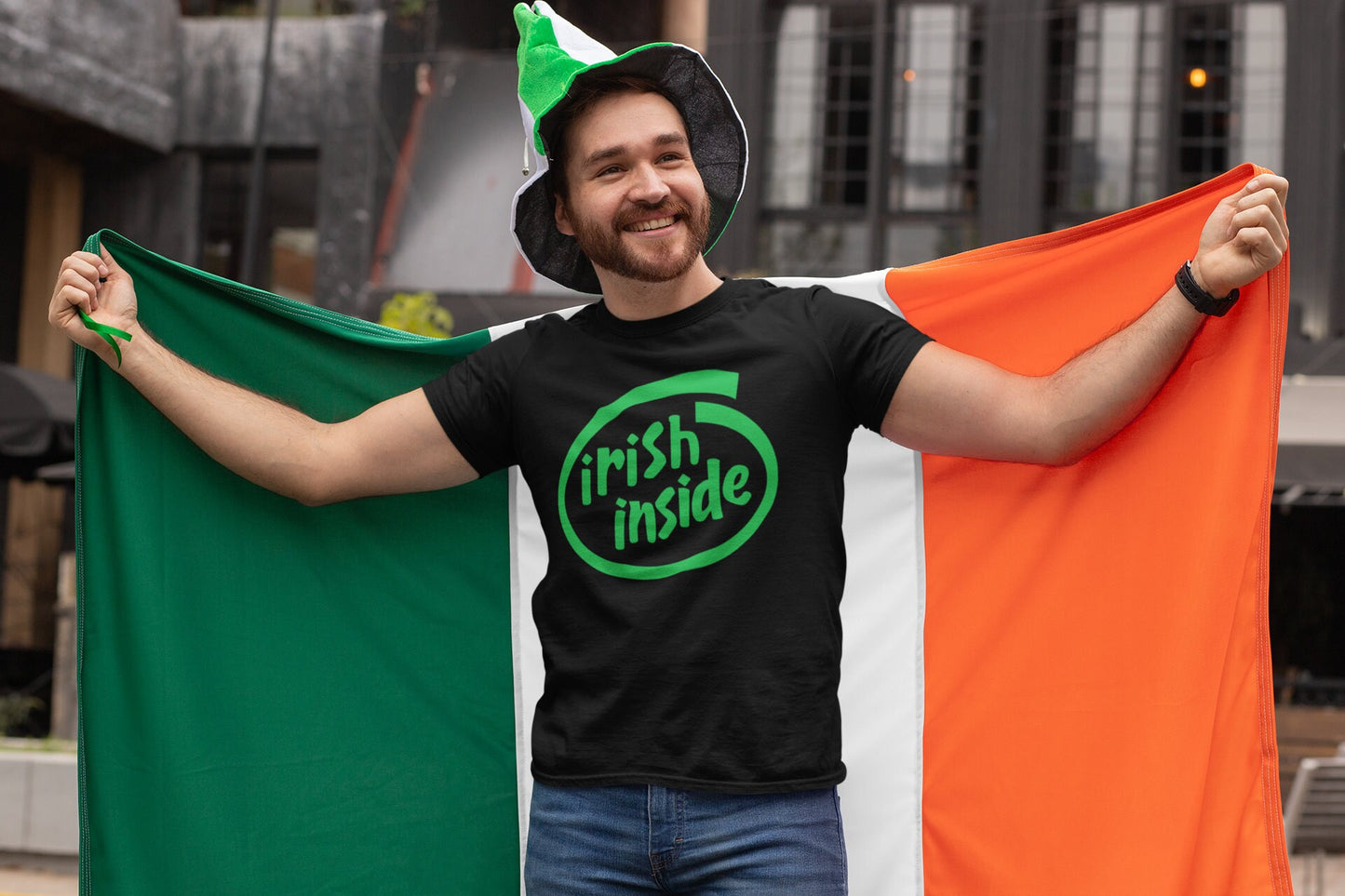 Inside Irish T-Shirt, Feeling Lucky Day Tee, Retro Trendy Patrick Shirt, Saint Patrick Shamrock Leprechaun Ireland Outfit