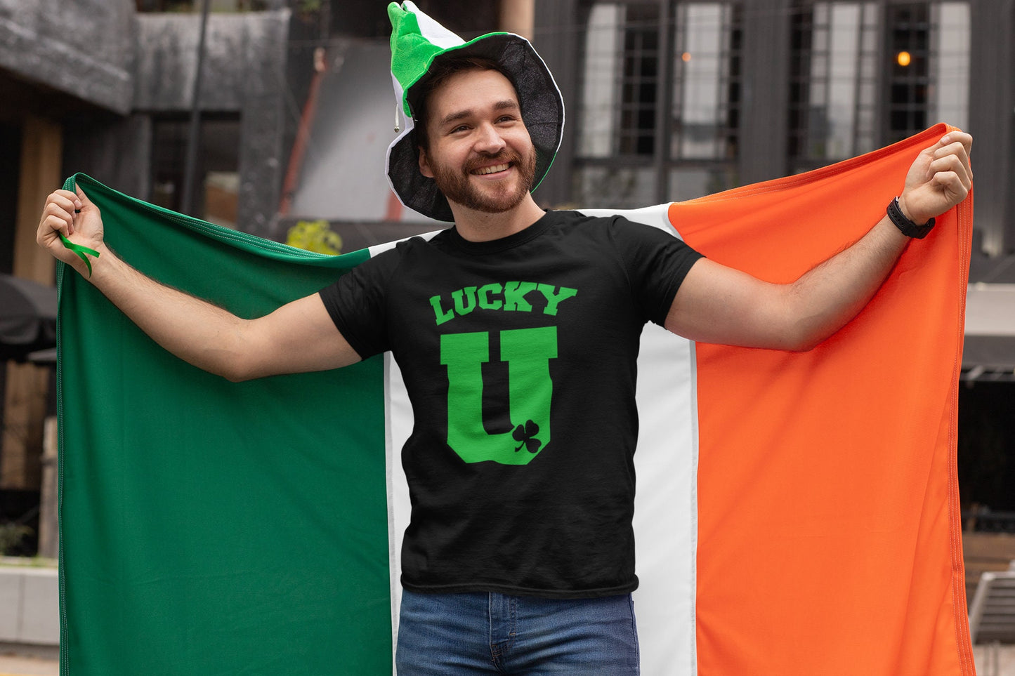 Lucky U Clover Shirt, Saint Patrick Day T-Shirt, Paddy Day Ireland Shamrock Shirt, Distressed Paddy Day Outfit, Lucy Irish Party Tee