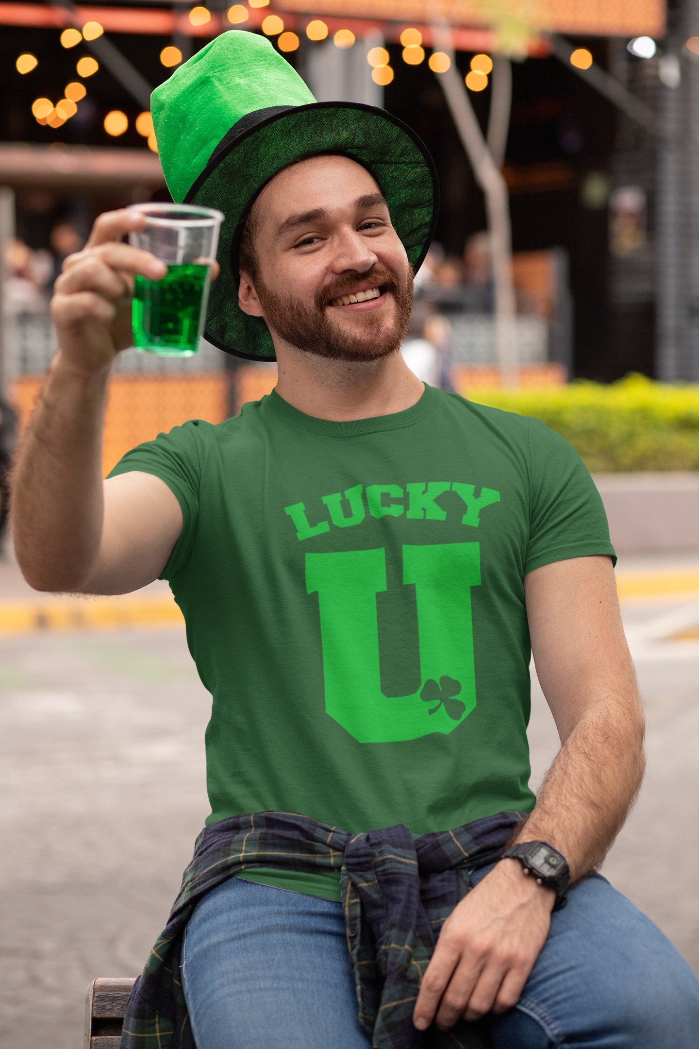 Lucky U Clover Shirt, Saint Patrick Day T-Shirt, Paddy Day Ireland Shamrock Shirt, Distressed Paddy Day Outfit, Lucy Irish Party Tee