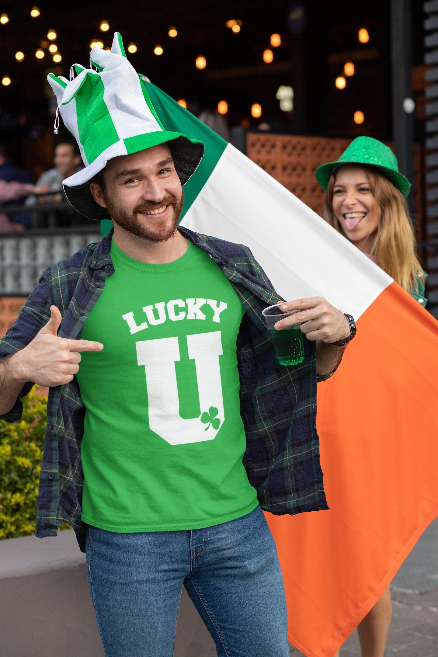 Lucky U Clover Shirt, Saint Patrick Day T-Shirt, Paddy Day Ireland Shamrock Shirt, Distressed Paddy Day Outfit, Lucy Irish Party Tee