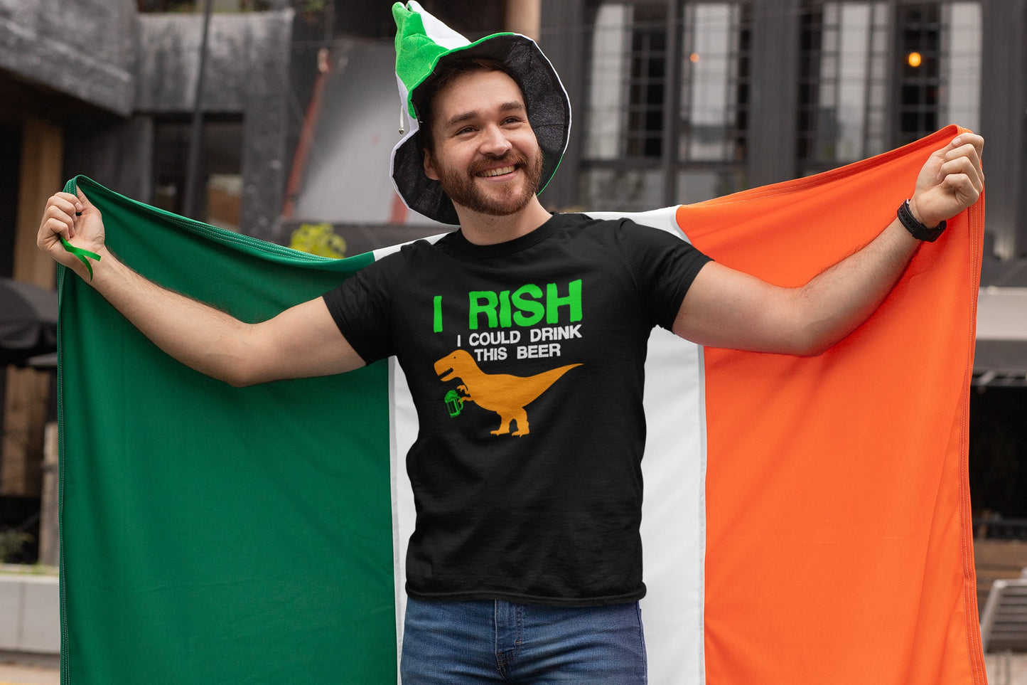 Dinosaur Drink T-Shirt, Patrick Dinosaur Drinking Shirt, Lucky Clover Leprechaun Wild Paddy’s Day Shirt, Irish Rex Tyrannosaurus Outfit