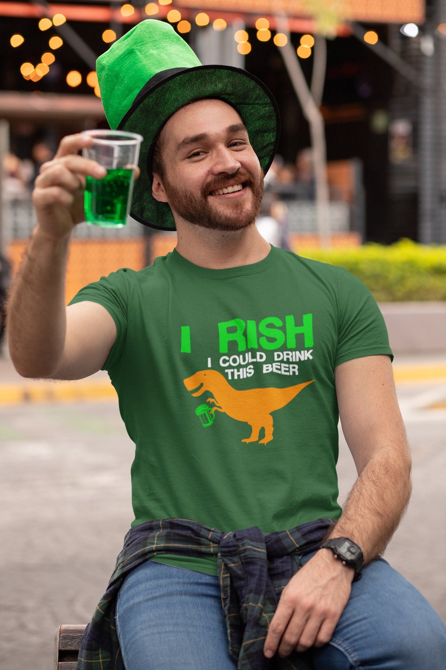 Dinosaur Drink T-Shirt, Patrick Dinosaur Drinking Shirt, Lucky Clover Leprechaun Wild Paddy’s Day Shirt, Irish Rex Tyrannosaurus Outfit