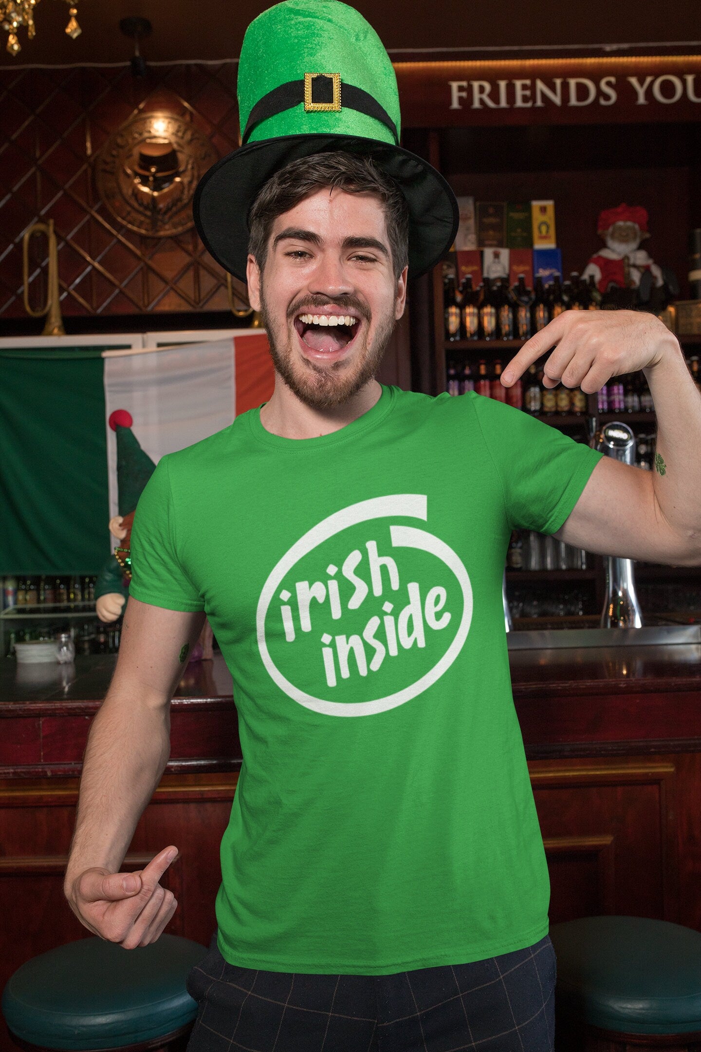 Inside Irish T-Shirt, Feeling Lucky Day Tee, Retro Trendy Patrick Shirt, Saint Patrick Shamrock Leprechaun Ireland Outfit