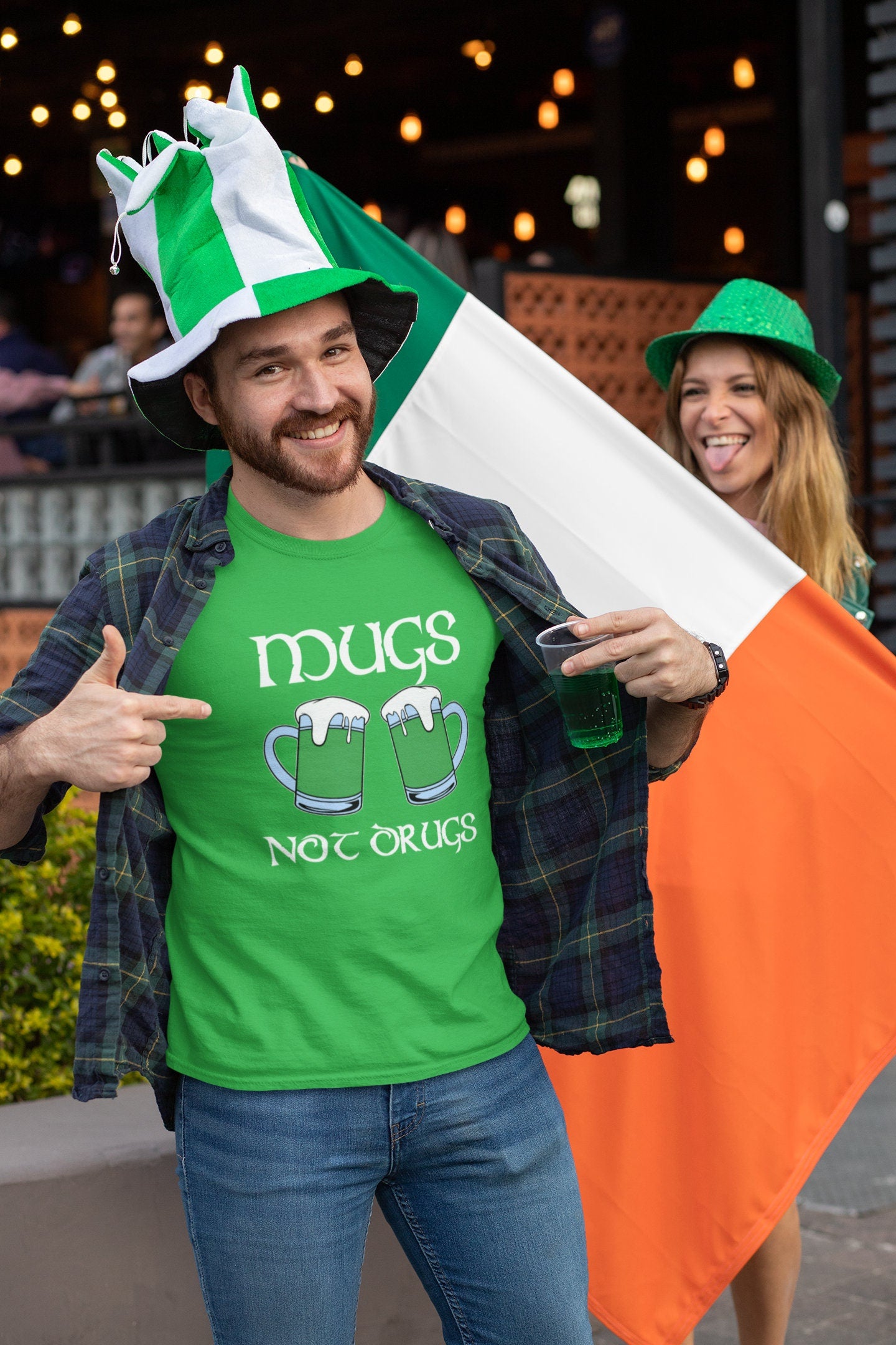 Cheers Patrick Shirt, Patrick Festive Print Outfit, Lucky Saint Shamrock Tee, Clover No Drugs Leprechaun T-Shirt, St Paddy’s Day, Beer Mug